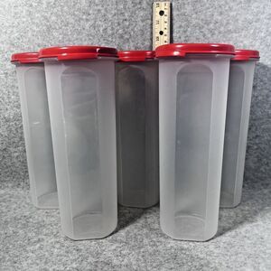 Tupperware Modular Mate Oval 4 Containers Set of 5 Red Lids 890ml Pantry Storage
